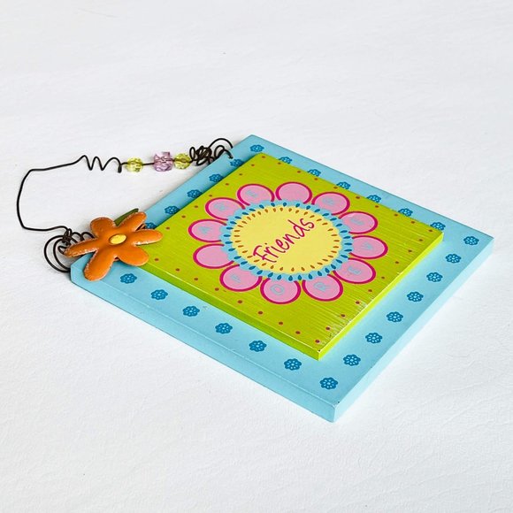 5x5 Friends Are Forever Wooden Wall Sign Plaque Bead Embellished, Friendship BFF - Picture 2 of 4